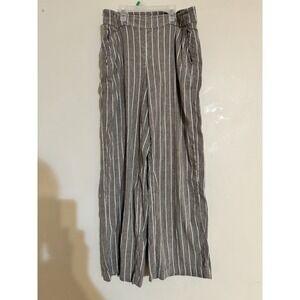 Chicos Os 4 short Women's Linen Pants Light Wide Leg Striped Nautical